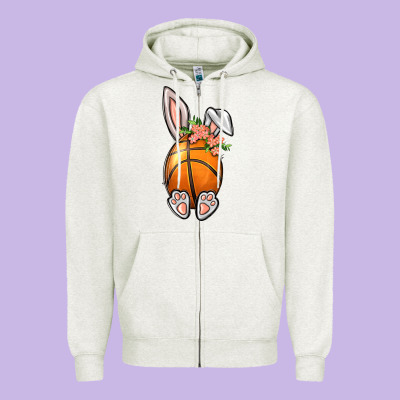 Basketball Easter Bunny Zipper Hoodie Designed By Bundleandbundleshop