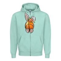 Seafoam Basketball Easter Bunny Zipper Hoodie - BundleAndBundleShop