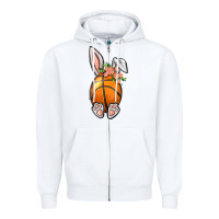 White Basketball Easter Bunny Zipper Hoodie - BundleAndBundleShop