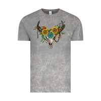 Cloud Rock boho bullskull with sunflower and gemstone Vintage Tee - Artiststas