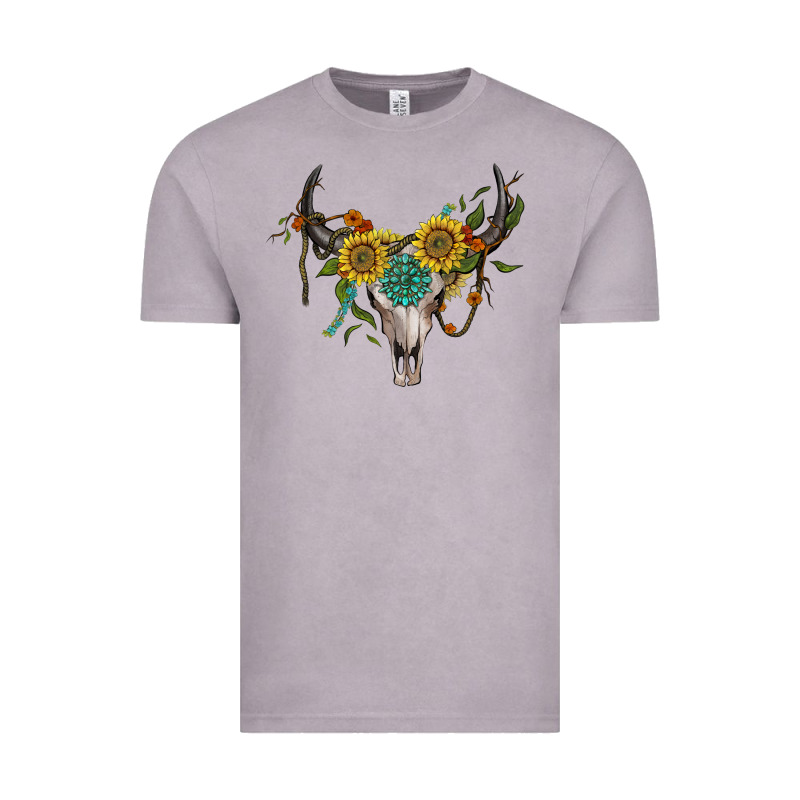 Boho Bullskull With Sunflower And Gemstone Vintage Tee by Artiststas | Teevron