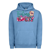 Pigment Pebble Blue feeling lucky Urban Hoodie - OliviaCreatesArt