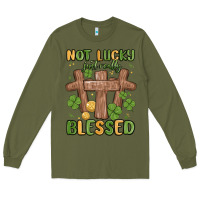 Army Green not lucky just really blessed malia Long Sleeve Tee - MaliasSmallBusiness