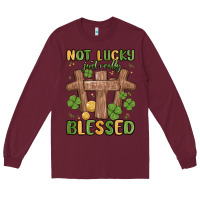 Burgundy not lucky just really blessed malia Long Sleeve Tee - MaliasSmallBusiness