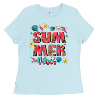 Baby Blue summer  vibes Ladies Tee - texasbilliewilder
