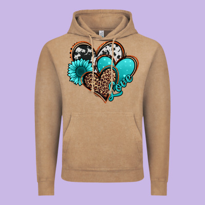 Love Turquoise Hearts Vintage Hoodie Designed By Jasminsmagicworld