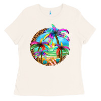 Bone summer colorful palms Ladies Tee - texasbilliewilder