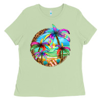Matcha summer colorful palms Ladies Tee - texasbilliewilder
