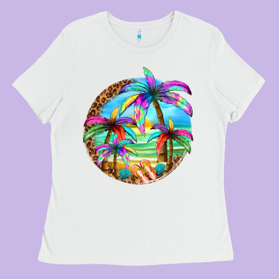 Summer Colorful Palms Ladies Tee Designed By Texasbilliewilder