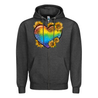Charcoal Heather Pride Heart And Sunflower Zipper Hoodie - BundleAndBundleShop