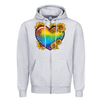 Heather Grey Pride Heart And Sunflower Zipper Hoodie - BundleAndBundleShop