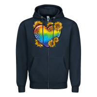 Navy Pride Heart And Sunflower Zipper Hoodie - BundleAndBundleShop