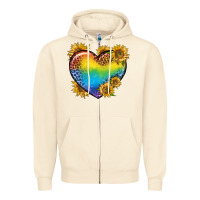 Sandshell Pride Heart And Sunflower Zipper Hoodie - BundleAndBundleShop