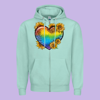 Pride Heart And Sunflower Zipper Hoodie Designed By Bundleandbundleshop