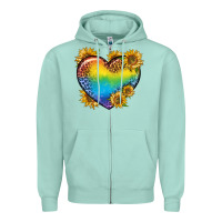 Seafoam Pride Heart And Sunflower Zipper Hoodie - BundleAndBundleShop