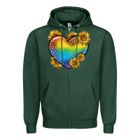Sports Green Pride Heart And Sunflower Zipper Hoodie - BundleAndBundleShop