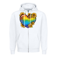 White Pride Heart And Sunflower Zipper Hoodie - BundleAndBundleShop
