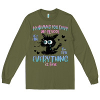 Army Green i survived 100 days of school cat Long Sleeve Tee - MaliasSmallBusiness
