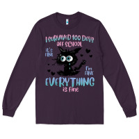 Plum i survived 100 days of school cat Long Sleeve Tee - MaliasSmallBusiness