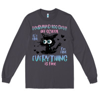 Smoke i survived 100 days of school cat Long Sleeve Tee - MaliasSmallBusiness