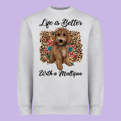 Life Is Better With A Maltipoo Heavyweight Sweatshirt Designed By Barkaloodesign