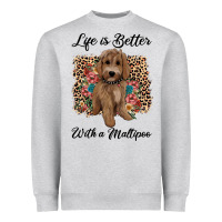 Heather Grey life is better with a maltipoo Heavyweight Sweatshirt - BarkalooDesign