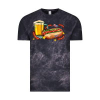 Cloud Black hot dog and beer with stars and usa flags Vintage Tee - AdoDesignShop