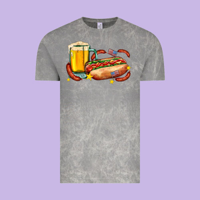 Hot Dog And Beer With Stars And Usa Flags Vintage Tee Designed By Adodesignshop