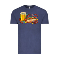 Vintage Denim hot dog and beer with stars and usa flags Vintage Tee - AdoDesignShop