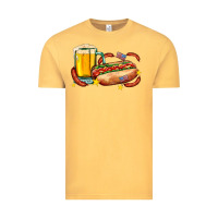 Vintage Mustard hot dog and beer with stars and usa flags Vintage Tee - AdoDesignShop