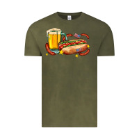 Vintage Olive hot dog and beer with stars and usa flags Vintage Tee - AdoDesignShop