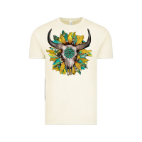 Vintage Arctic boho bullskull with sunflower and gemstone Vintage Tee - Artiststas
