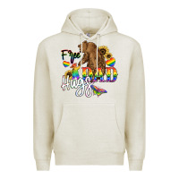 Oatmeal Heather Free Dad hugs Premium Hoodie - NancyCooperArtShop