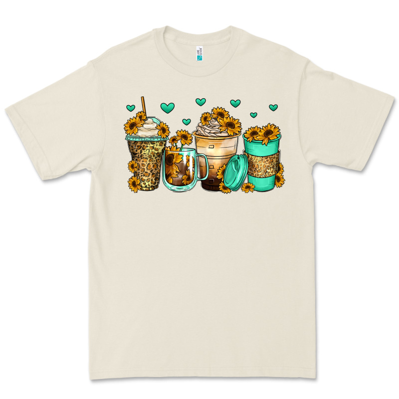 Sunflowers Coffee Cups Premium Tee by Zillion Design Studio | Teevron