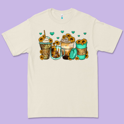 Sunflowers Coffee Cups Premium Tee Designed By Zillion Design Studio