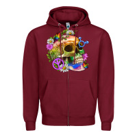 Burgundy Pride Skull And Transgender Symbol With Peace Zipper Hoodie - BundleAndBundleShop