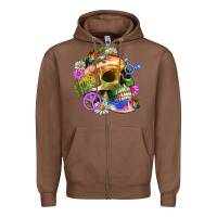 Chestnut Pride Skull And Transgender Symbol With Peace Zipper Hoodie - BundleAndBundleShop