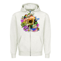 Oatmeal Heather Pride Skull And Transgender Symbol With Peace Zipper Hoodie - BundleAndBundleShop