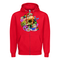 Red Pride Skull And Transgender Symbol With Peace Zipper Hoodie - BundleAndBundleShop