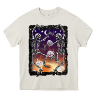 Cream halloween dancing skeletons stars Heavy Core Tee - BarkalooDesign