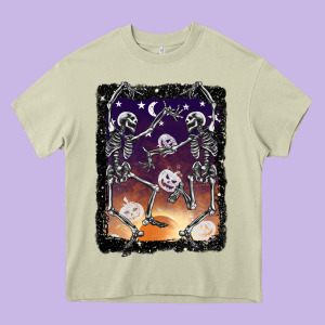 Halloween Dancing Skeletons Stars Heavy Core Tee Designed By Barkaloodesign