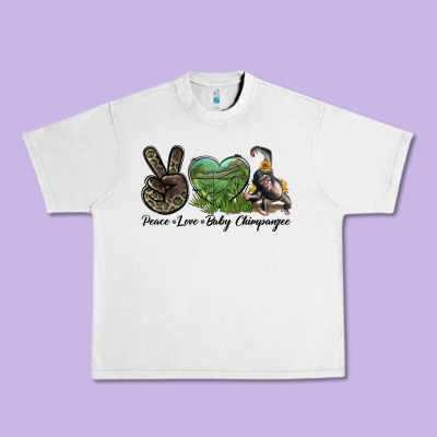 Leopard Peace Love Baby Chimpanzee Urban Heavy Tee Designed By Lillyallendesigns