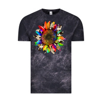 Cloud Black tie dye sunflower with cowhide Vintage Tee - Artiststas