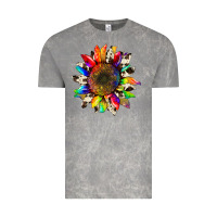 Cloud Rock tie dye sunflower with cowhide Vintage Tee - Artiststas