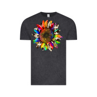 Vintage Black tie dye sunflower with cowhide Vintage Tee - Artiststas