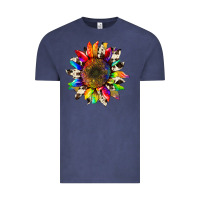 Vintage Denim tie dye sunflower with cowhide Vintage Tee - Artiststas