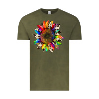 Vintage Olive tie dye sunflower with cowhide Vintage Tee - Artiststas
