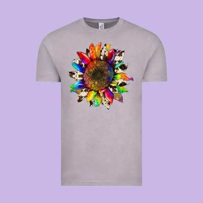 Tie Dye Sunflower With Cowhide Vintage Tee Designed By Artiststas