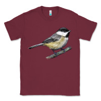 Burgundy Black Capped Chickadee Classic Tee - LillyAllenDesigns