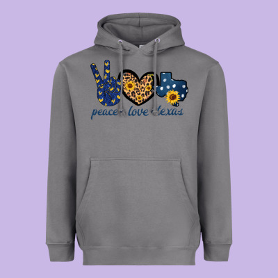Peace Love Texas Heavyweight Hoodie Designed By Bettercallsaul